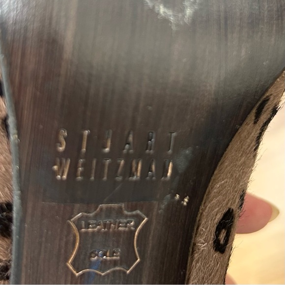 Stuart Weitzman Leopard Calf Hair Leather Pointy Toe Heels EUC - Picture 10 of 11